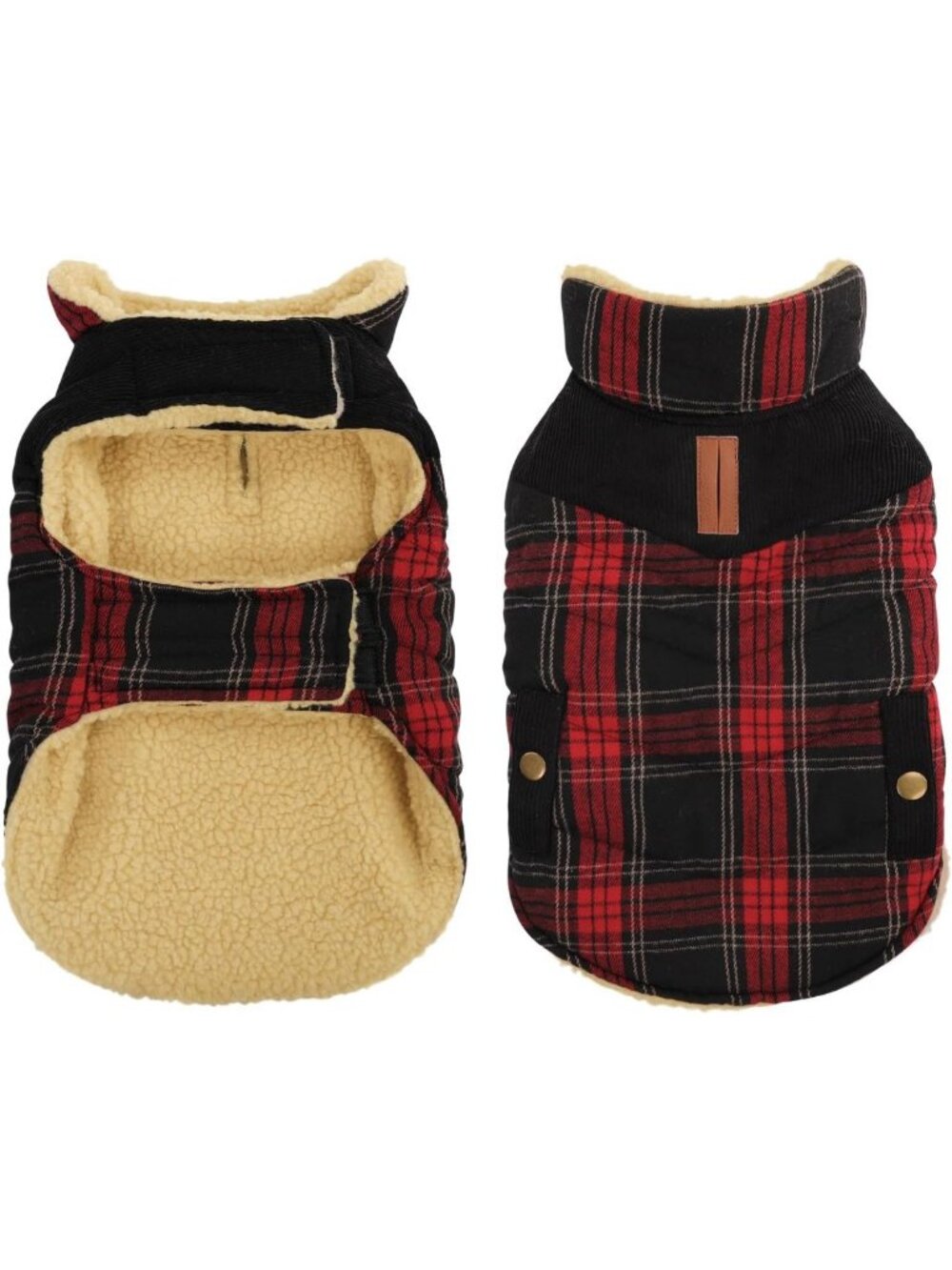 Cozy Plaid Waterproof Dog Winter Coat | Warm Puffer Jacket for Cold Weather